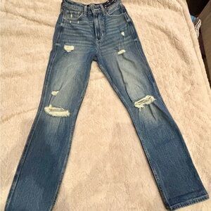 Hollister High Rise Distressed Blue Jeans